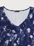 Robe Femme Floral Vacances Col V Balan?oire Micro-élasticité Soirée Trois Quarts X-Line