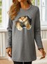 Sweat-shirts Femmes Décontracté Printemps / Automne Imprimé d'Animal image Polyester Quotidien Ample Mi-long Régulier T.-N.-L.