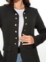 Veste Solide Urbain Polyester Col Montant   Manche LongueAmple Régulier