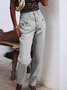 Jeans Femmes Décontracté Toutes Les Saisons Unicolore Zip Aucune élasticité Quotidien Ample Toile de Jean Droit