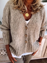 Pull manteau femmes décontracté hiver solide col âle boutonné naturel micro-élasticité ajustement laine mélangée