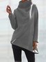 Blouson Simple Hiver Unicolore Tweed Micro-Élasticité Sportif & De Plein Air Personnalisé Manches Longues Col Roulé pour Femmes