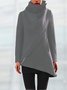 Blouson Simple Hiver Unicolore Tweed Micro-Élasticité Sportif & De Plein Air Personnalisé Manches Longues Col Roulé pour Femmes