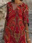 Robes Femme Ethnique Paisley Été Demi-manches Col en V Naturel Aucune élasticité Ajustement Au genou