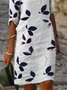 Robes Femme Simple Toutes saisons Feuille Demi-manche A-line Léger Fibre de polyester Jupe H-Line
