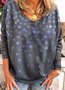 Sweat-shirts Décontracté Hiver Étoile Col en V Léger Décontracté Ample Mélange de Coton Régulier pour Femme