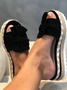 Chaussons Décontractés Été Décontractés Plateforme en Daim Femmes Bloc Talon Grande Taille pour Femme