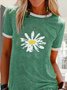 T-shirt Décontracté Floral Été Naturel Quotidien Jersey Manches courtes Col rond Régulier pour Femme
