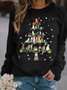 Sweat-shirts Basique Imprimé de Lettre Automne Poids Moyen Micro-élasticité Manches Longues Adapté Col Rond Régulier pour Femmes