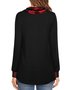 Hauts Femme Décontracté Automne Bloc de couleur Poids moyen Haute élasticité Manches longues Coupe Col bénitier Mélange de coton