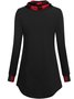 Hauts Femme Décontracté Automne Bloc de couleur Poids moyen Haute élasticité Manches longues Coupe Col bénitier Mélange de coton