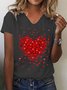 T-shirts Été Décontracté Coeur/cordé Micro-élasticité Quotidien Régulier le Jour de la Saint-Valentin Droit Régulier pour Femmes