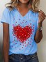 T-shirts Été Décontracté Coeur/cordé Micro-élasticité Quotidien Régulier le Jour de la Saint-Valentin Droit Régulier pour Femmes