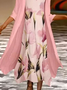 Ensembles deux pièces Décontracté Floral Printemps Léger Maxi Fibre de polyester Trois quarts Coupe H-Line pour femme