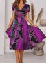 Robes Femme Vintage Floral Été Polyester A-line Pas d'élasticité Longue Manches courtes A-ligne