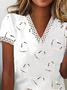 T-shirt Décontracté Été Cœur/Cordate Col en V Poids moyen Quotidien Jersey Manches courtes H-Line pour Femme