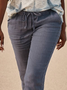 Pantalons décontractés Casual Solid Summer Mid-weight Micro-élasticité Mid Waist Capris Fit Long for Women