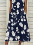 Robes Décontracté Floral Été Trapèze Poids moyen Quotidien Fibre de polyester Midi Trapèze pour Femme