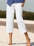 Pantalons Plain Toutes Les Saisons Décontracté Naturel Aucune élasticité Quotidien Ample adapté Droit pour Femmes