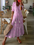 Robes Floral Été Décontracté Polyester Naturel Maxi Standard Manches Courtes Droit pour Femmes