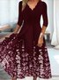 Robes Décontracté Floral Printemps / Automne Col V Léger Quotidien Robe t-shirt Trapèze Non pour Femmes