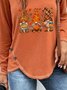 T-shirts Décontracté Printemps / Automne Toussaint Polyester Boutonné Ample Manches Longues Col Rond Régulier pour Femmes