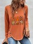 T-shirts Décontracté Printemps / Automne Toussaint Polyester Boutonné Ample Manches Longues Col Rond Régulier pour Femmes