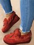 Bottes Rétro Hiver Quotidien Cuir à Talon Plat Bout Fermé Caoutchouc à Enfiler pour Femmes