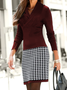 Robes Femmes Pied-de-poule Printemps / Automne Décontracté Naturel Quotidien Mi-longue Manches Longues Régulier Non