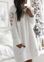 Robes Femmes Décontracté Plain Automne Naturel Micro-Élasticité Coupe Régulière Dentelle H-ligne Régulier