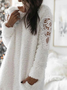 Robes Femmes Décontracté Plain Automne Naturel Micro-Élasticité Coupe Régulière Dentelle H-ligne Régulier