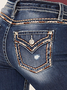 Jeans Boho Plain Hiver Taille Haute Micro-Élasticité Faire la navette Ample Pantalon droit Régulier pour Femmes