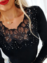Tops Décontracté Plain Printemps Quotidien Manches Longues Coton-Mélange Régulier H-ligne Régulier pour Femmes