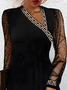 Robes Décontracté Plain Printemps Ample Manches Longues Coton-Mélange H-ligne Régulier Asymétrique Collier pour Femmes