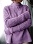 Pull Vintage uni hiver acrylique lourd haute élasticité manches longues ample régulier pour femme