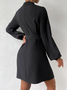Robes Décontracté Plain Hiver Ample Mi-longue Manches Longues Ligne X Régulier Robe Chemise pour Femmes