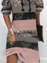 Robes Décontracté Bloc de Couleur Hiver Polyester Micro-Élasticité Ample Manches Longues H-ligne Régulier pour Femmes