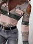 Tops Femmes Rayé Décontracté Printemps Zip Micro-élasticité Coupe Régulière Régulier Droit Régulier