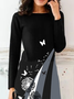 Robes Femmes Décontracté Pissenlit Hiver Spandex Naturel Micro-Élasticité Coupe Régulière Mi-longue Régulier