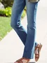 Jeans Femmes Décontracté Plain Printemps / Automne Taille Élastique Standard Pantalons Évasés Long Droit Pénible