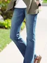 Jeans Femmes Décontracté Plain Printemps / Automne Taille Élastique Standard Pantalons Évasés Long Droit Pénible
