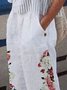 Mode Pantalons Femmes Décontracté Floral Printemps Polyester Naturel Aucune élasticité Quotidien Long Droit