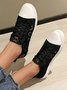 Toile Chaussures Femmes Décontracté Floral Toutes Les Saisons Maille Quotidien à Talon Plat Caoutchouc à Lacets Toile