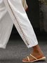 Pantalons Femmes Décontracté Plain Toutes Les Saisons Coton Naturel Ample Pantalon navet Droit Régulier
