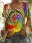 T-shirts Femmes Décontracté Ethnique Été Col V Quotidien Ample Manches Courtes Régulier Régulier