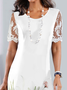 Robes Décontracté Floral Été Polyester Quotidien Dentelle Col Rond Robe t-shirt Élasticité moyenne pour Femmes