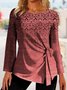 Tops Femmes Décontracté Ethnique Hiver Micro-Élasticité Quotidien Coupe Régulière Manches Longues Col Rond Régulier