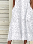 Robes Plain Été en Lin Micro-élasticité Mi-longue Coton Et Lin Sans Manches Col Rond Tunique pour Femmes