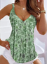 Camisole Décontracté Floral Été Tricoté Micro-élasticité Vacances Ample Sans Manches Trapèze pour Femmes