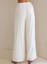 Pantalons Décontracté Plain Toutes Les Saisons Quotidien Cordon de Serrage Pantalon à la cheville Coton Et Lin Pantalons à Jambe Large Régulier pour Femmes